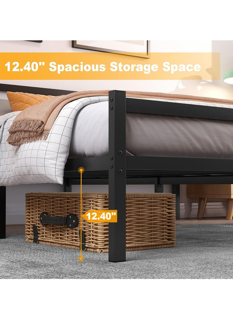 ACPLAY - Heavy Duty Twin Bed Frame with Headboard & Footboard, Supports Up to 2000LBS, No Box Spring Needed, Metal Platform with Underbed Storage - Image 1