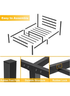 ACPLAY Heavy Duty Twin Bed Frame with Headboard & Footboard, Supports Up to 2000LBS, No Box Spring Needed, Metal Platform with Underbed Storage  - Image 4
