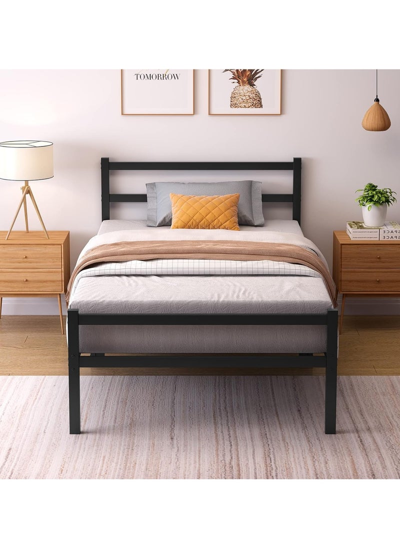 ACPLAY - Heavy Duty Twin Bed Frame with Headboard & Footboard, Supports Up to 2000LBS, No Box Spring Needed, Metal Platform with Underbed Storage - Image 1