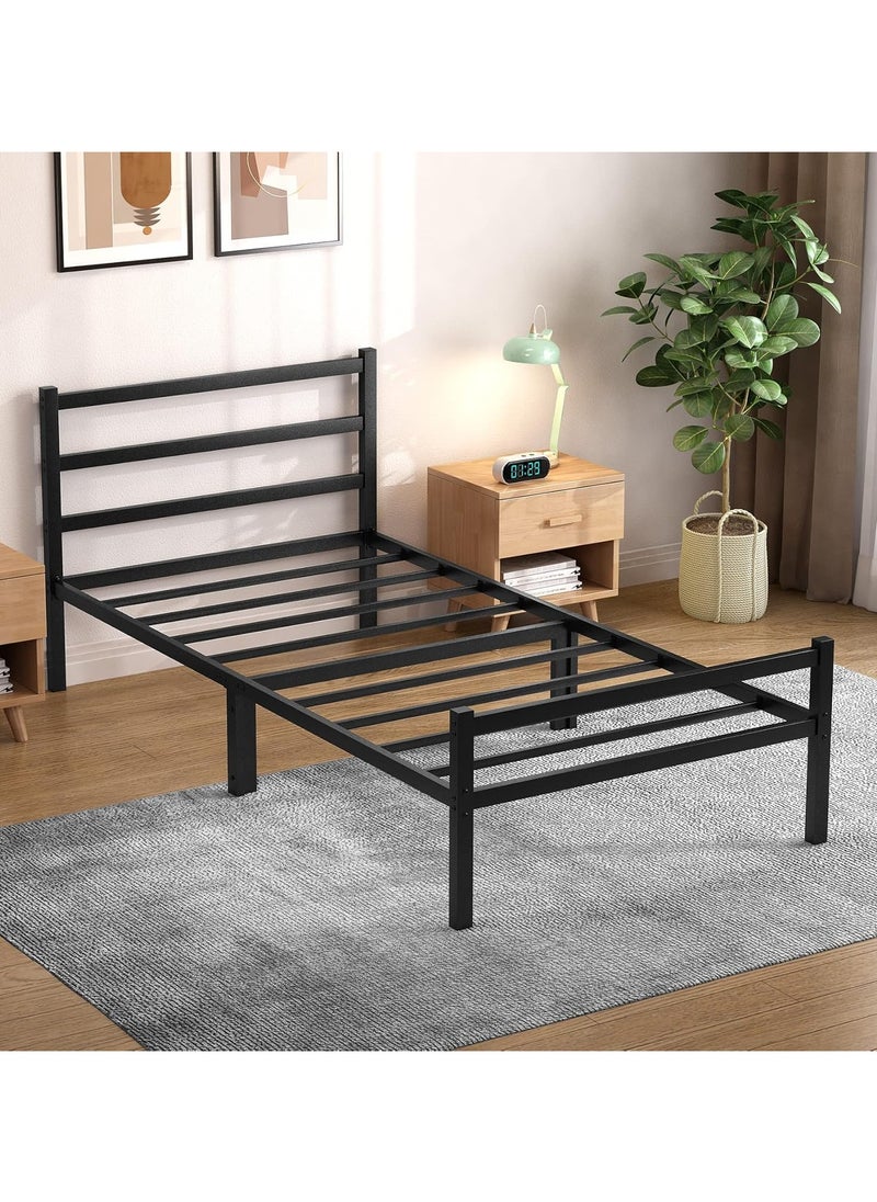 ACPLAY - Heavy Duty Twin Bed Frame with Headboard & Footboard, Supports Up to 2000LBS, No Box Spring Needed, Metal Platform with Underbed Storage - Image 1