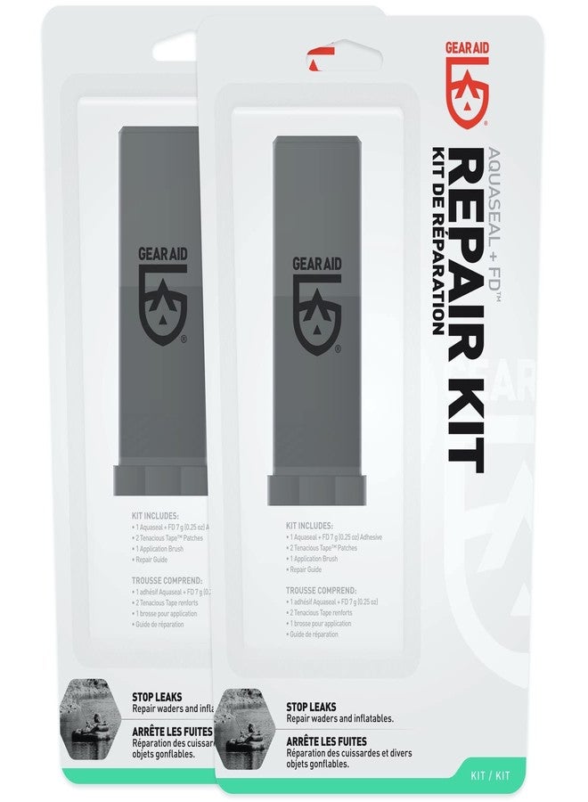 GEAR AID Aquaseal Wader and Boot Repair Kit - Waterproof Adhesive and Patch Kit for Fixing Holes, Tears in Neoprene, Breathable Waders and Outdoor Gear with Aquaseal FD and Tenacious Tape, 2 Pack - Image 1