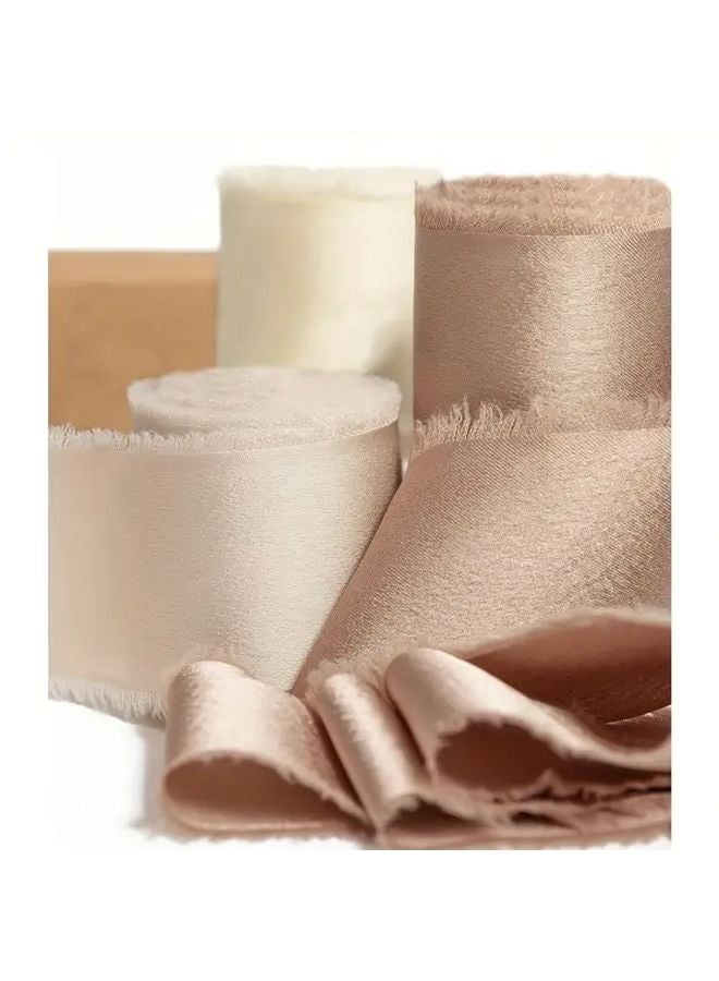 Dusty Green Silk Satin Frayed Ribbon 10 Yards For Gift Wrapping Wedding Decor - Image 1