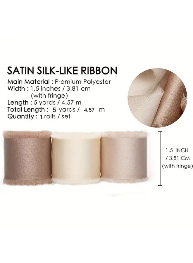 Dusty Green Silk Satin Frayed Ribbon 10 Yards For Gift Wrapping Wedding Decor - Image 3