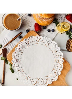 APOLLINE INDIA APOLLINE INDIA 75 INCH Paper Doilies Lace Round Decorative Doliey Paper Placemats Bulk for Wedding Birthday Desert Tableware Decoration 75 Large Doiles for Cake Packaging Pack of 100  - Image 2