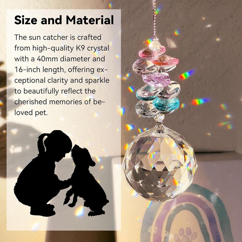 AMETHUARTZ Dog Memorial Suncatcher - Loss of Dog Sympathy Gift, Pet Loss Bereavement Gift, Thoughtful Dogs Passing Away Remembrance, Pet Memory Rainbow Bridge Crystal Sun Catchers - Image 4