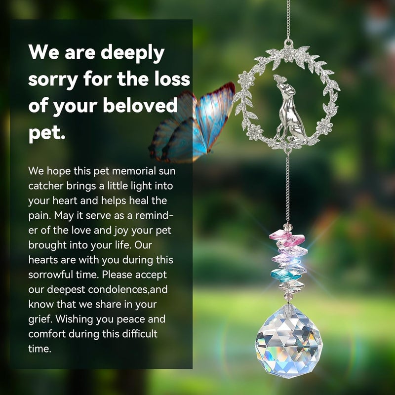AMETHUARTZ Dog Memorial Suncatcher - Loss of Dog Sympathy Gift, Pet Loss Bereavement Gift, Thoughtful Dogs Passing Away Remembrance, Pet Memory Rainbow Bridge Crystal Sun Catchers - Image 5