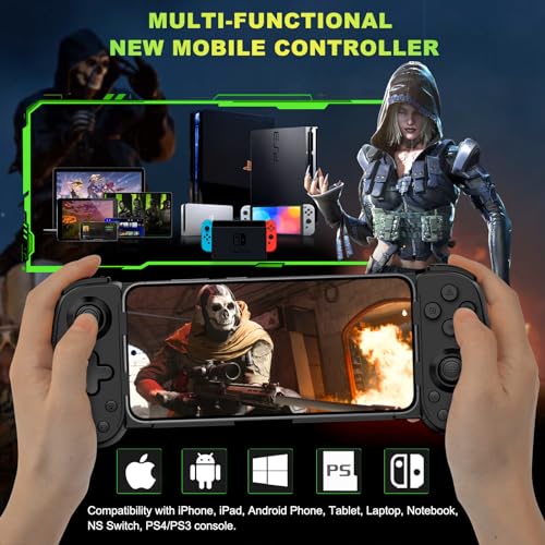 Koiiko Phone Game Controller for iPhone 17/Android/PC/Switch, Play COD, Genshin, Diablo, Support Streaming on PS5/PS4/Xbox/PC Console, Cloud Gaming Wireless Gamepad Joystick, Turbo/6-Axis Gyro/Dual Motor - Image 2