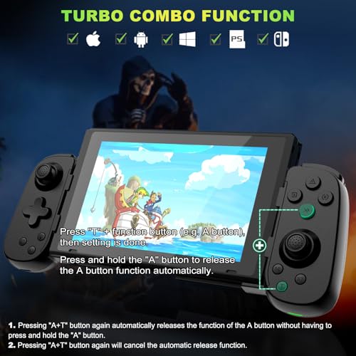 Koiiko Phone Game Controller for iPhone 17/Android/PC/Switch, Play COD, Genshin, Diablo, Support Streaming on PS5/PS4/Xbox/PC Console, Cloud Gaming Wireless Gamepad Joystick, Turbo/6-Axis Gyro/Dual Motor - Image 4