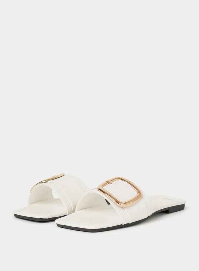 Styli Buckle Detail Slip On Sandals
