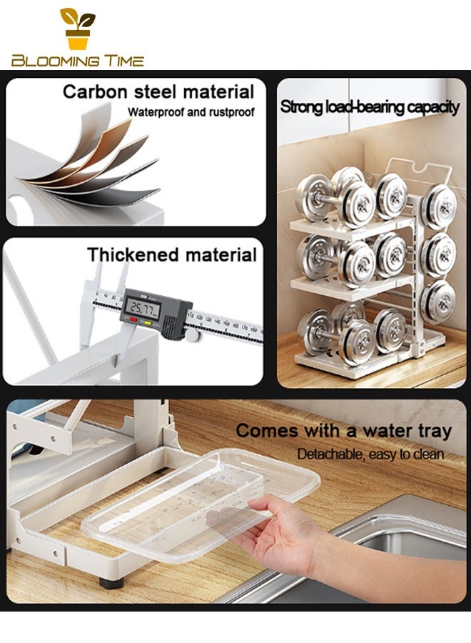 بلومنغ تايم وعاء رف رف المطبخ استنزاف متعددة الطبقات المنزلية وعاء وعاء رف تخزين الرف في مجلس الوزراء الأبيض - Image 5