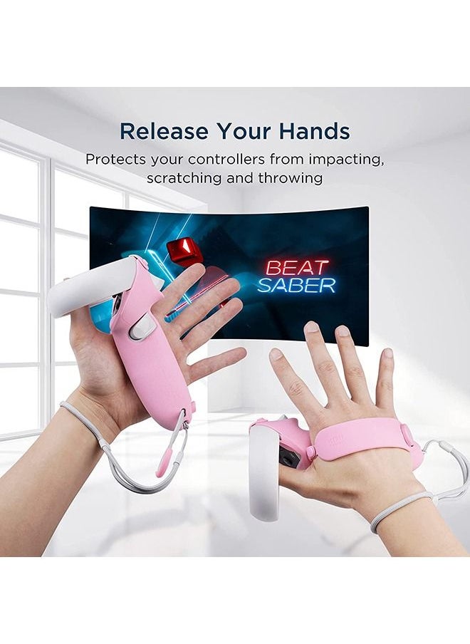 Controller Grips Cover with Battery Opening Adjustable with Knuckle Straps Suitable for Large Hands Compatible with META Quest 2
