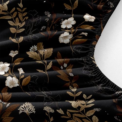 LweiPsqLin Full Size Fitted Sheet - Floral Brushed Microfiber Bed Sheet with 15 Inch Deep Pocket Elastic Edges - Shrink & Fade Resistant, Botanical Print Bedding - Image 3