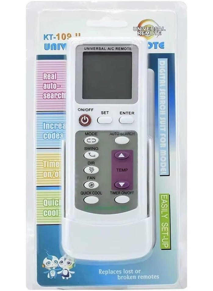 يونيفرسال ريموت جهاز تحكم عن بعد لتكييف الهواء، يعمل مع معظم مكيفات الهواء والفواصل، جهاز تحكم عن بعد عالمي سهل التركيب KT-109 II، سهل الاعداد، جهاز تحكم عن بعد لتكييف الهواء - Image 1
