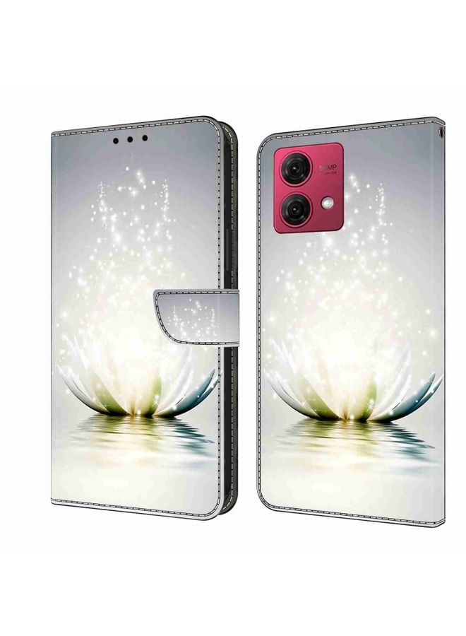 Case Cover For Motorola Moto G84 Crystal 3D Shockproof Protective Leather Phone Case Light Lotus