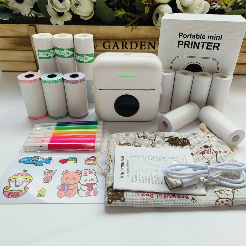 Mini Green Portable Rechargeable Thermal Printer For Banners Photos Labels Documents And DIY Gifts - Image 1