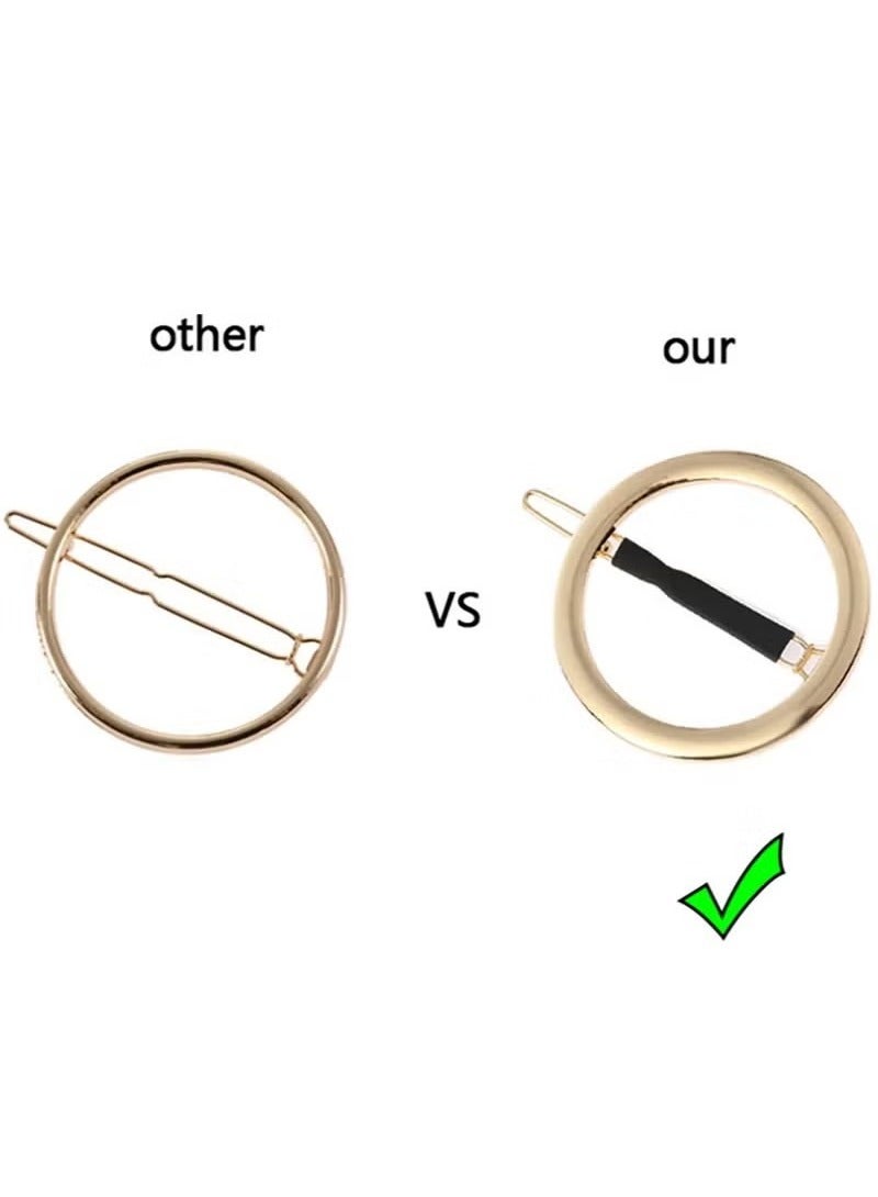 2 Pcs Minimalist Hair Clip for Women and Girls, Newly designed Hollow Hoop Round Circle Geometric Metal Hair Clip Bobby Pin Ponytail Holder Hair Accessories(Gold & Silver) - Image 3