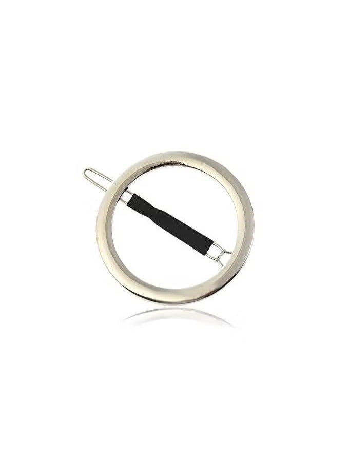 2 Pcs Minimalist Hair Clip for Women and Girls, Newly designed Hollow Hoop Round Circle Geometric Metal Hair Clip Bobby Pin Ponytail Holder Hair Accessories(Gold & Silver) - Image 4