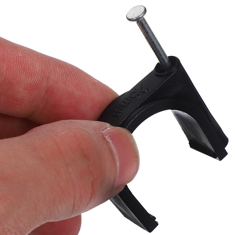 25mm Black Plastic Half Clamp Fixtures With Nails 100pcs For Pipe Tubing Supports - Image 5