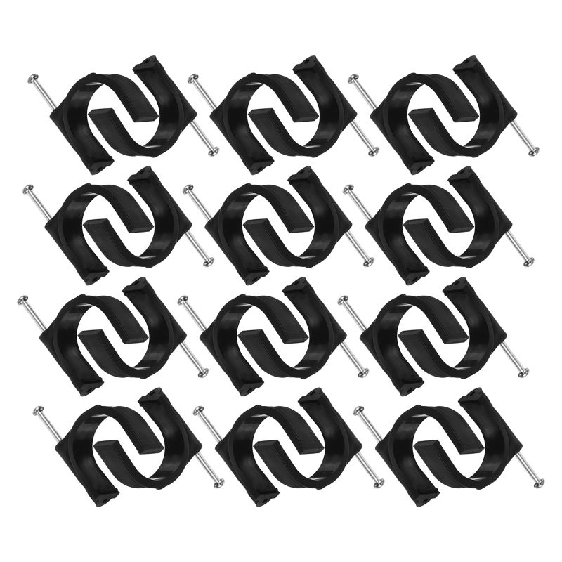 25mm Black Plastic Half Clamp Fixtures With Nails 100pcs For Pipe Tubing Supports - Image 2