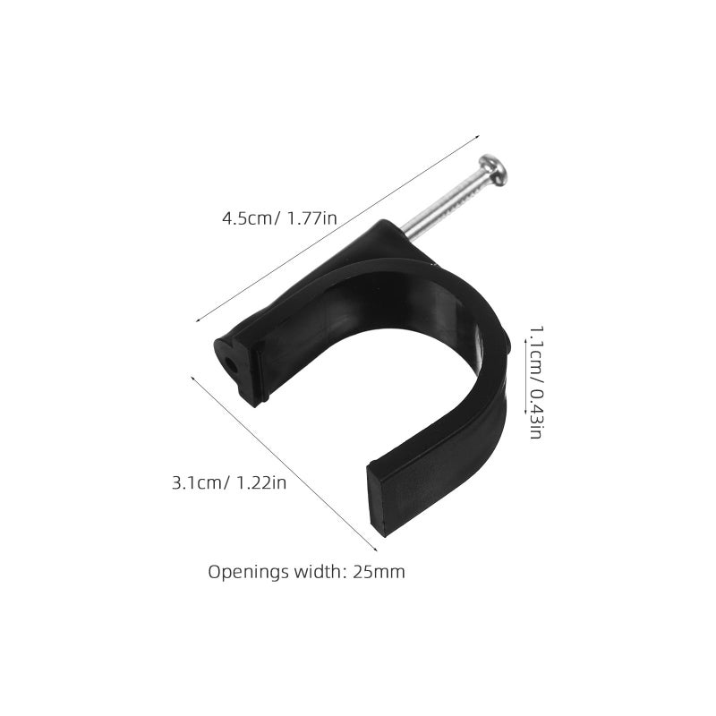 25mm Black Plastic Half Clamp Fixtures With Nails 100pcs For Pipe Tubing Supports - Image 3