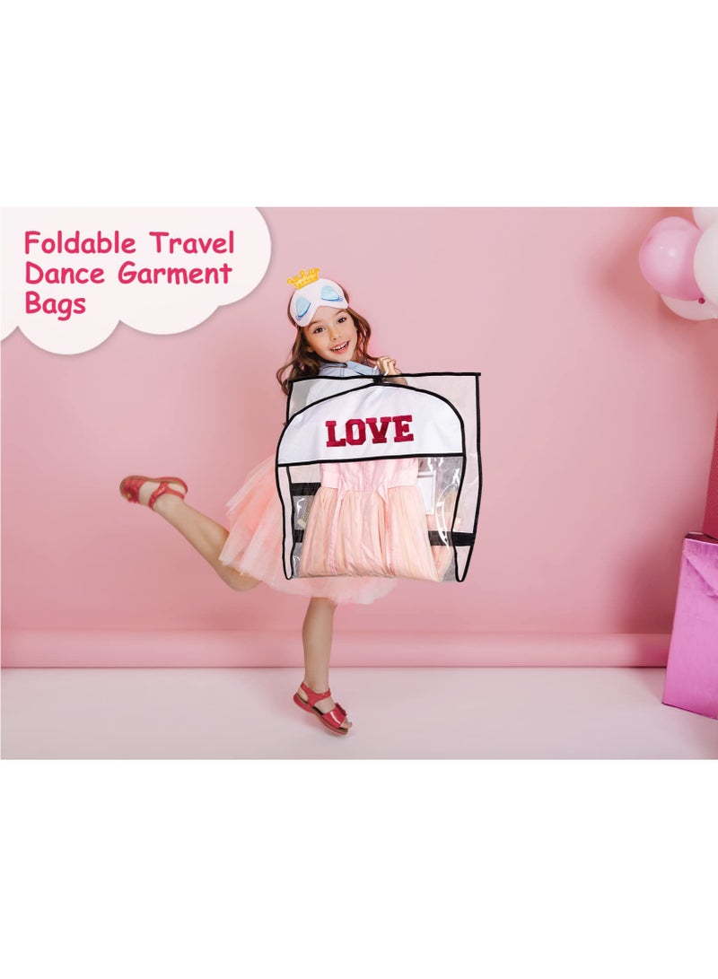 Barakah Dance Garment Bag, 3 Pack Daily Outfits Storage, Kids Dance Costume Bag, Clear with 4 Zipper Pockets for Clothes, Shirts, Coats, Dresses - Image 5