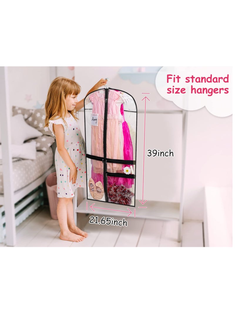 Barakah Dance Garment Bag, 3 Pack Daily Outfits Storage, Kids Dance Costume Bag, Clear with 4 Zipper Pockets for Clothes, Shirts, Coats, Dresses - Image 4