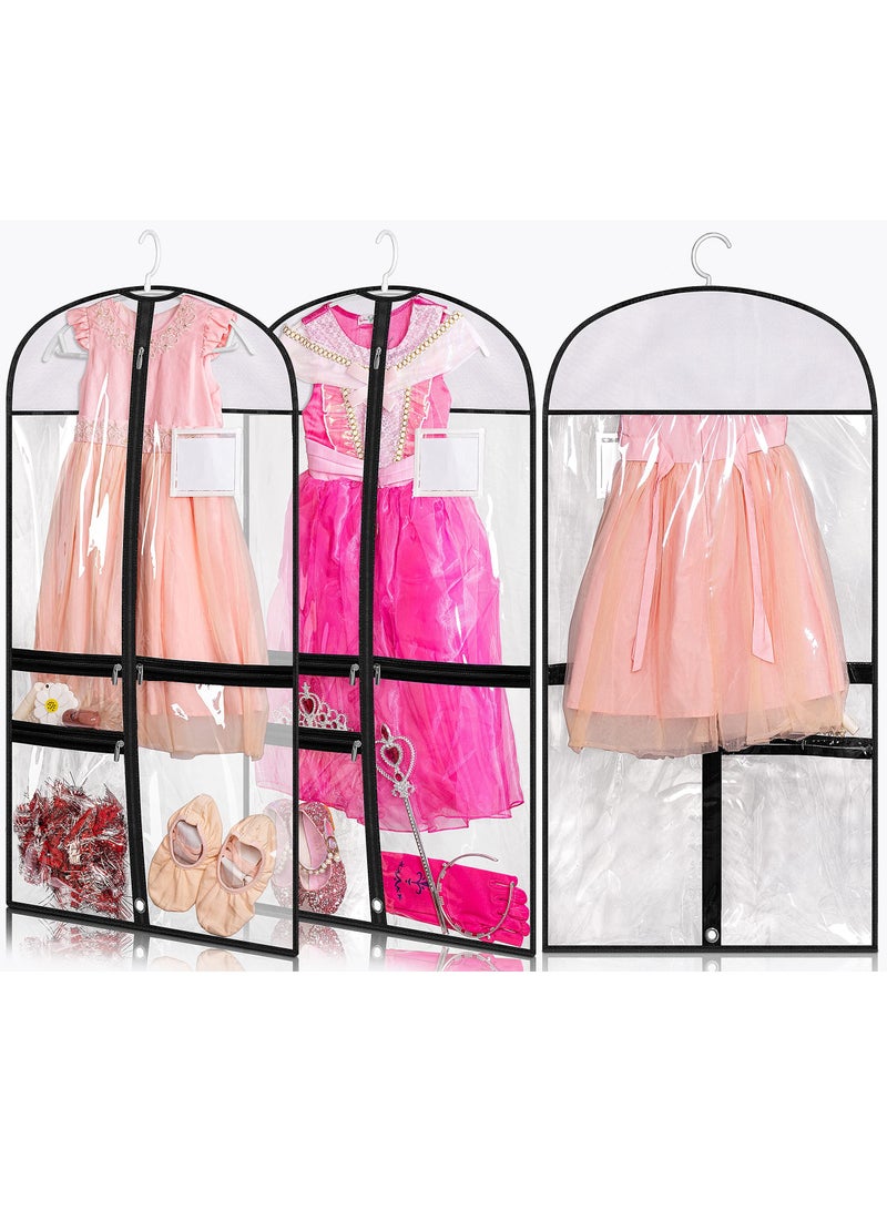 Barakah Dance Garment Bag, 3 Pack Daily Outfits Storage, Kids Dance Costume Bag, Clear with 4 Zipper Pockets for Clothes, Shirts, Coats, Dresses - Image 1