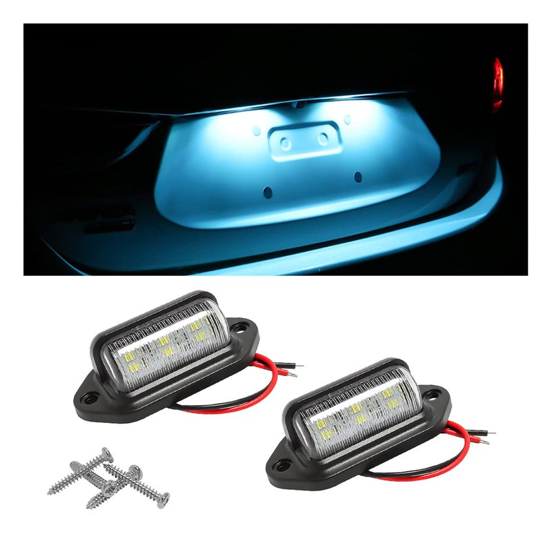 HIPOPY 2PCS LED License Plate Light 12V24V Waterproof 6SMD License Plate Lamp Tail Light for Most Cars Trucks Trailer Buses Step Courtesy Light DomeCargo Lights Ice Blue