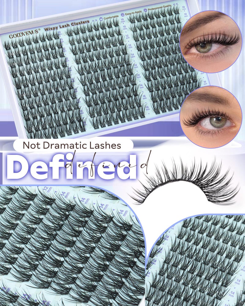 Goddvenus Wispy Lash Clusters Kit Eyelash Clusters Natural Cluster Eyelash Extensions Kit 10-16mm CC Curve Lash Extension Kit For DIY - Image 4