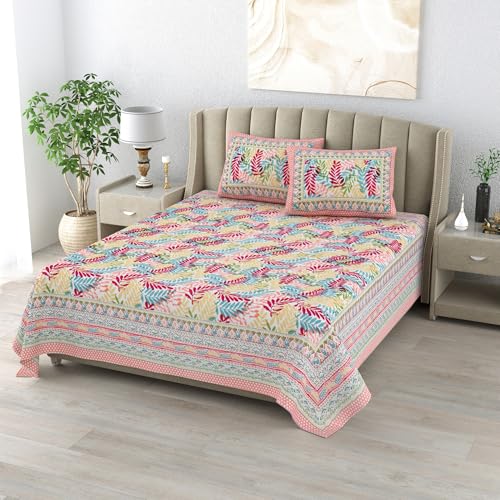 DE CAMA Since 1997 | 100% Cotton 300 TC Premium King Size Bedsheet for Double Bed (90 x 108 Inch) with 2 Pillow Covers Set (17 x 27 Inch) Designer Printed Bedsheet Set - Autumn, Orange - Image 2