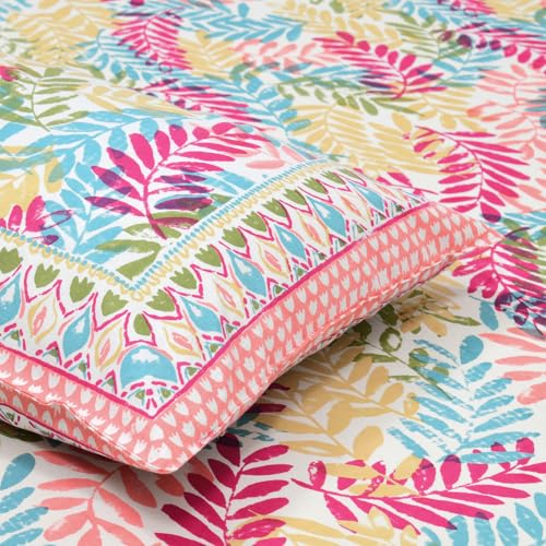 DE CAMA Since 1997 | 100% Cotton 300 TC Premium King Size Bedsheet for Double Bed (90 x 108 Inch) with 2 Pillow Covers Set (17 x 27 Inch) Designer Printed Bedsheet Set - Autumn, Orange - Image 4