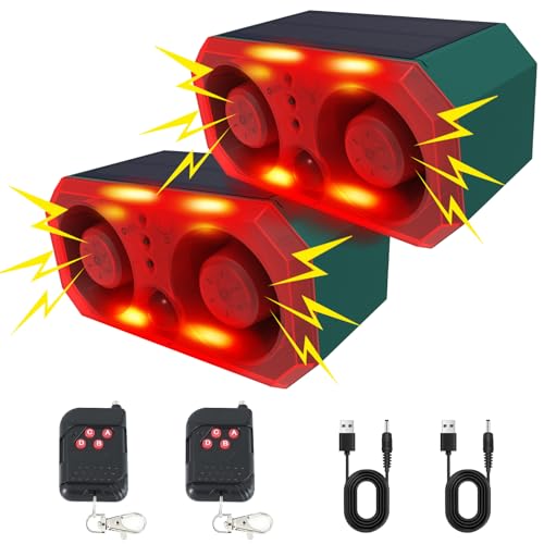 ChunHee Solar Outdoor Motion Sensor Alarm,Dog Barking Alarm & Support Recording,±Volume,13 Sounds,130dB Loud Motion Sensor Noise Maker for Deer,Bear,Intruder - Image 1