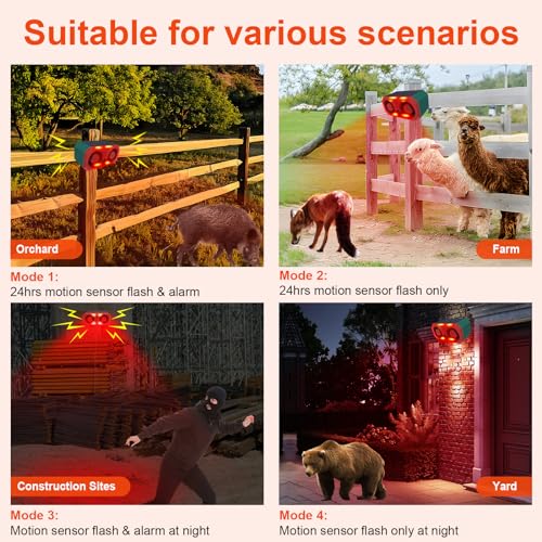 ChunHee Solar Outdoor Motion Sensor Alarm,Dog Barking Alarm & Support Recording,±Volume,13 Sounds,130dB Loud Motion Sensor Noise Maker for Deer,Bear,Intruder - Image 3