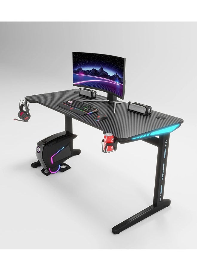 Ergonomic Gaming and Computer Desk with LED Lights and USB port 100 CM 