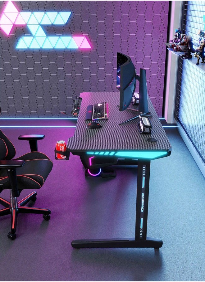 مكتب ألعاب وكمبيوتر مريح مع أضواء LED 100 سم