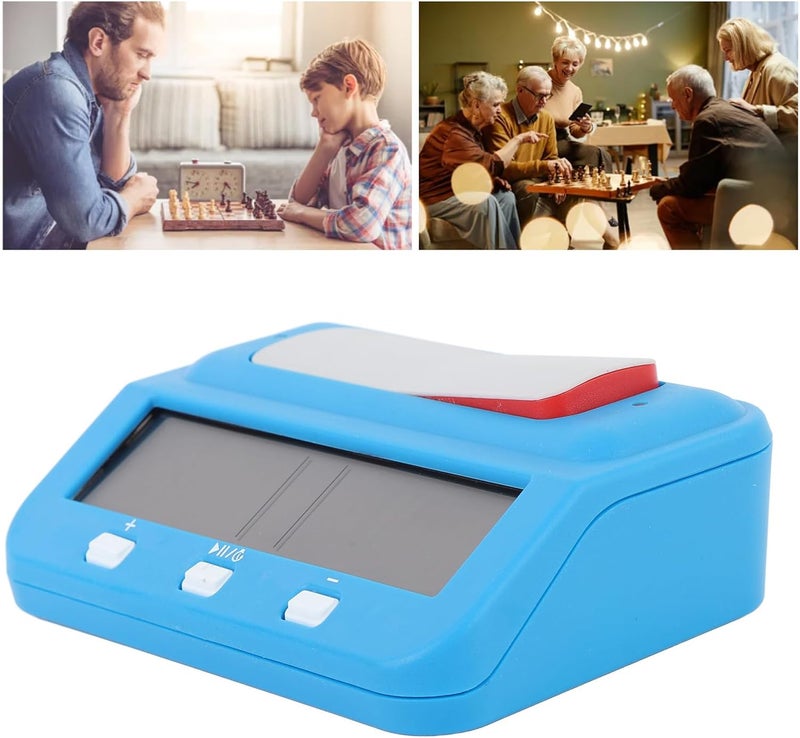 Digital Chess Timer, Professional Chess Clock, Multifunctional Timing Modes with Reward and Delay Functions, Clear Alerts, LCD Display for Board Games Competitions (Blue) - Image 5