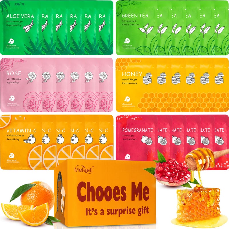 Meleell 36 Pack Face Masks Skincare Bulk PackHydrating Face Masks Beauty For Sensitive SkinSheet Masks For FacesFacial Masks Sets For Women Skin Care 36Packs