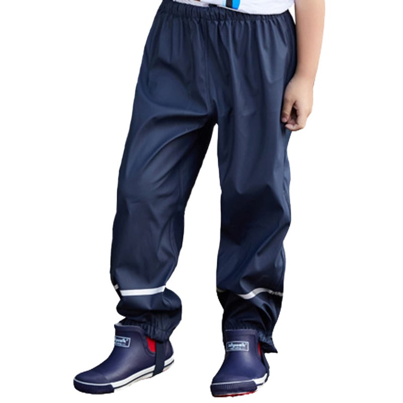 Fewlby Boys Girls Waterproof Rain Pants Unisex Kids Rain Pants Children Rainwear Waterproof and Windproof 4-5 Years Navy - Image 1