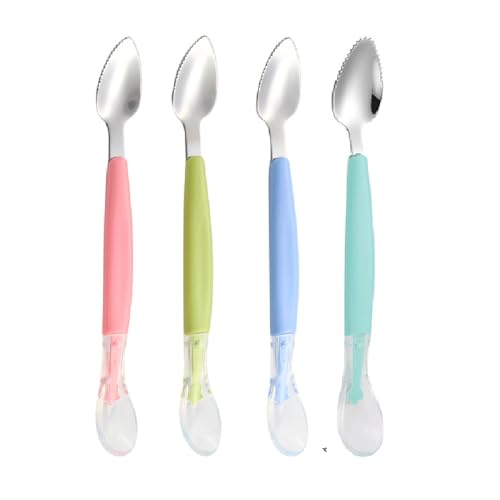 VIHAX Double Head Baby Silicone Food Spoon Baby Fruit Scraping Mud Soft Feeding Food Scraper for Infants Fruit Feeding (2 in 1 Spoon) - Image 1