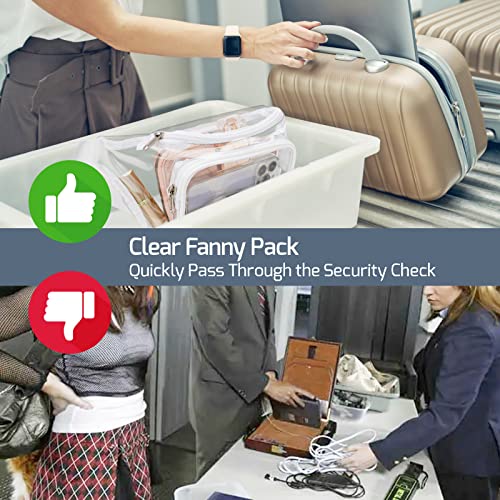 Veckle Clear Fanny Pack Stadium Approved - Adjustable Belt Bag for Women Men Fits Sport Events, Concerts, Transparent Waist Bag, White - Image 3