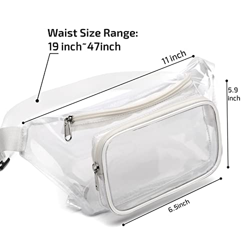 Veckle Clear Fanny Pack Stadium Approved - Adjustable Belt Bag for Women Men Fits Sport Events, Concerts, Transparent Waist Bag, White - Image 4
