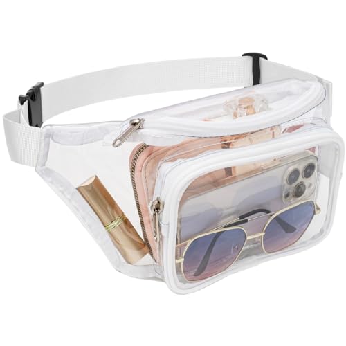 Veckle Clear Fanny Pack Stadium Approved - Adjustable Belt Bag for Women Men Fits Sport Events, Concerts, Transparent Waist Bag, White - Image 1