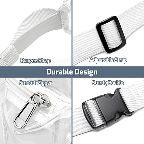 Veckle Clear Fanny Pack Stadium Approved - Adjustable Belt Bag for Women Men Fits Sport Events, Concerts, Transparent Waist Bag, White - Image 5