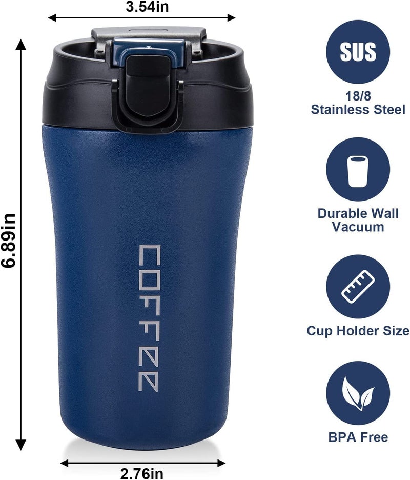 Wosta Travel Coffee Mug 2 Pack Vacuum Insulated Coffee Mug with Leakproof Lids and Straws 14 oz400 ml Double Wall Travel Tumbler Cups for Hot Cold Car Thermos Gift for Men and Women - Image 5