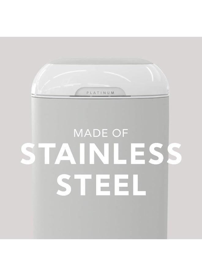 Diaper Genie Platinum Pail (Stone Grey) is Made in Durable Stainless Steel and Includes 1 Easy Roll Refill with 18 Bags That can Last up to 5 Months. - Image 3