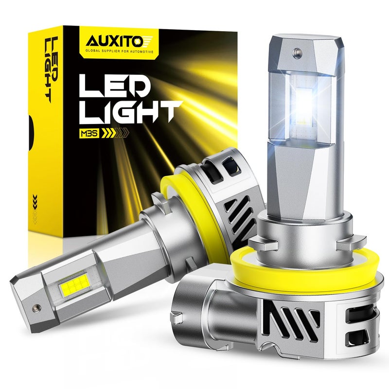 AUXITO H11 LED Bulbs, 50000LM 900% Super Bright, 60000+ Hours Life Service, 6500K Cool White, 1:1 Mini Size Wireless H8 H9 Fog Light Halogen Replacement, Plug & Play, Pack of 2 - Image 1