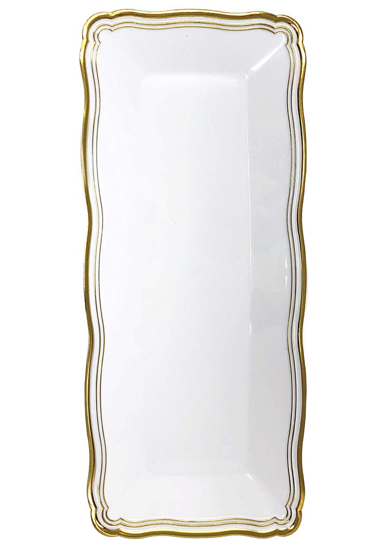 DecorLine Elegant Aristocrat Collection White/Gold Serving Trays - 13.75  x 6  (Pack of 2) - Chic Luxury Design - Ideal for Any Occasion & Event  - Image 1