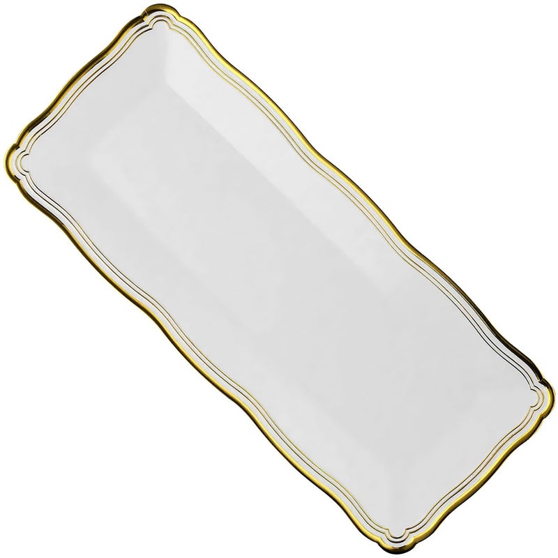DecorLine Elegant Aristocrat Collection White/Gold Serving Trays - 13.75  x 6  (Pack of 2) - Chic Luxury Design - Ideal for Any Occasion & Event  - Image 4