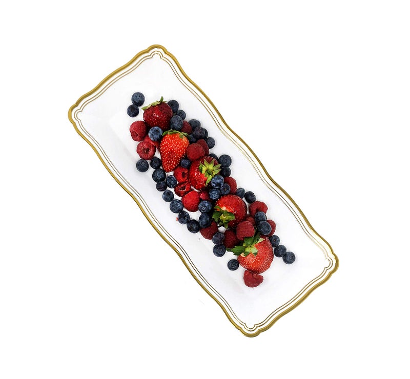 DecorLine Elegant Aristocrat Collection White/Gold Serving Trays - 13.75  x 6  (Pack of 2) - Chic Luxury Design - Ideal for Any Occasion & Event  - Image 2