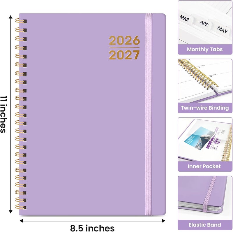 Taja Planner 2026-2027 for Women & Men, Academic Monthly and Weekly Calendar Planner, Jul 2026 - Jun 2027, A4 (8.5" x 11"), Teacher Student Planning Book with Tabs, Ideal for Office School Supplies - Lilac - Image 4